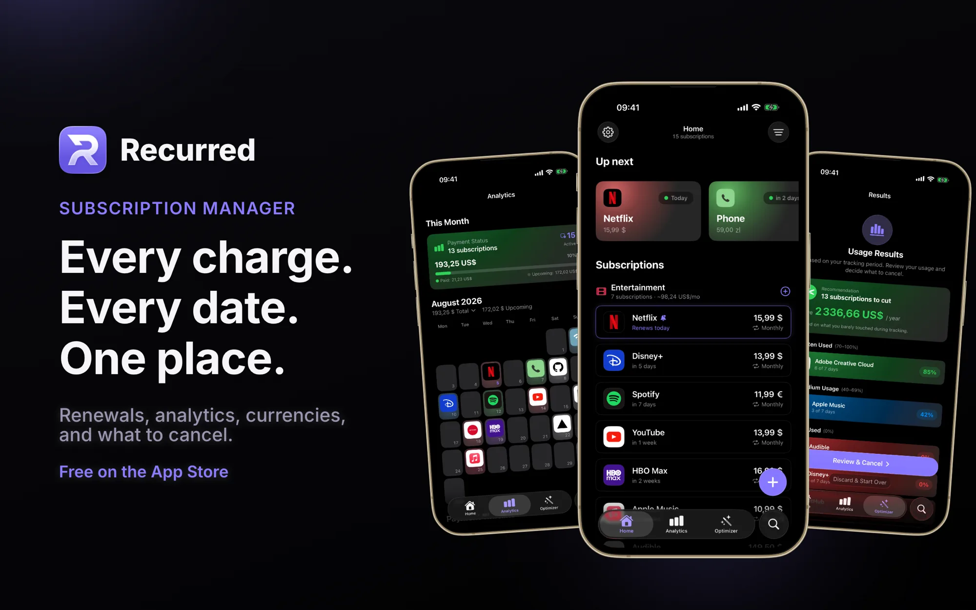 Recurred: subscription manager iOS app